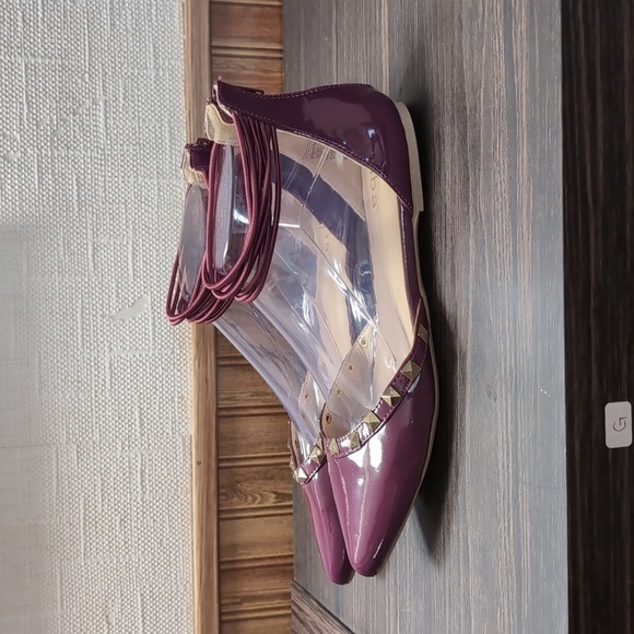 Diba Pippa Purple Faux Patent Leather Studded D'Orsay Flats Size 7.5 - Picture 4 of 6